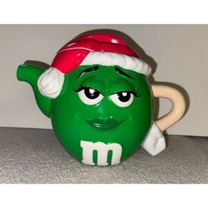 M&M Miss Green Santa Ceramic Teapot Christmas